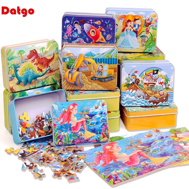 Baru 60 Buah Teka-teki Kayu Anak Kartun Hewan Kayu Jigsaw Mainan Pembelajaran Pendidikan Dini untuk Anak-anak