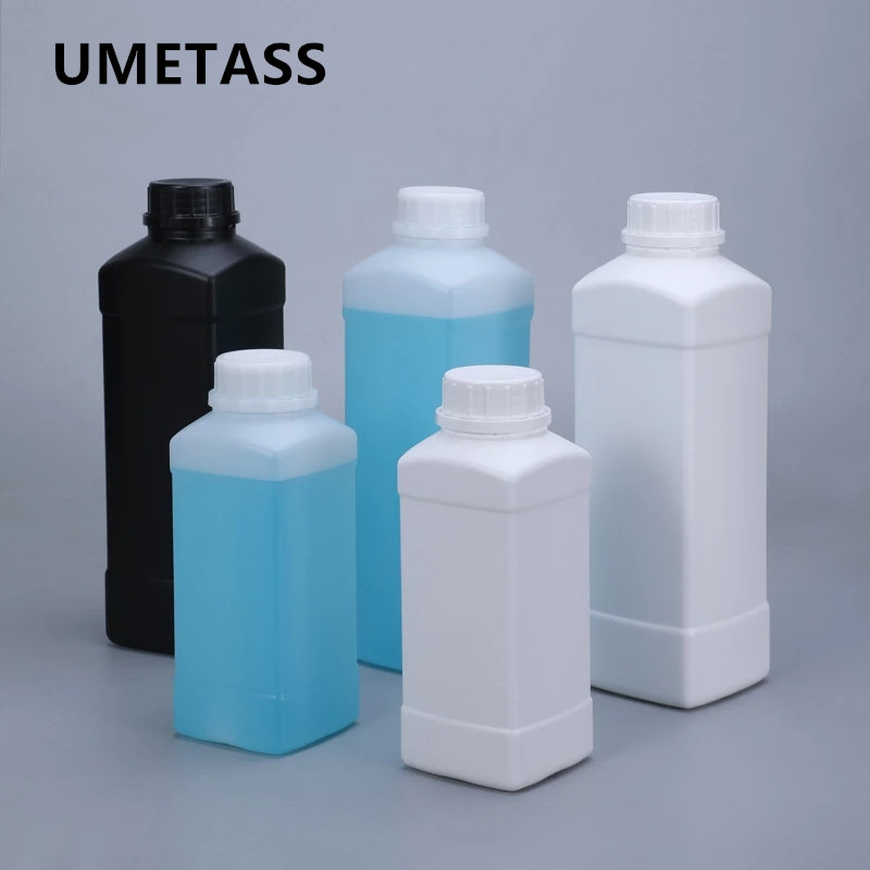 Botol Kotak Kosong 500ML 1000ML Wadah Plastik HDPE Aman untuk Makanan dengan Tutup untuk Botol Makeup Lotion Sampo Anti Bocor