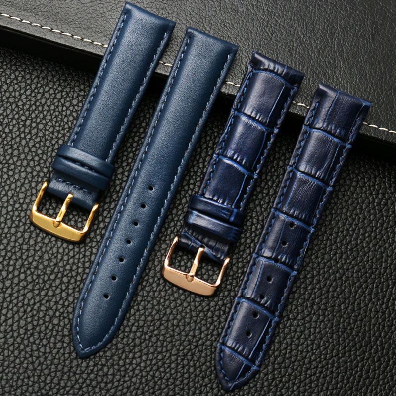 Echtes Lederarmband blaue Farbe Uhrenarmband für citi-zen ro-ssini Uhrenarmband 14 16 18 20 mm 21 22 mm 23 mm Uhrenarmband Großhandel