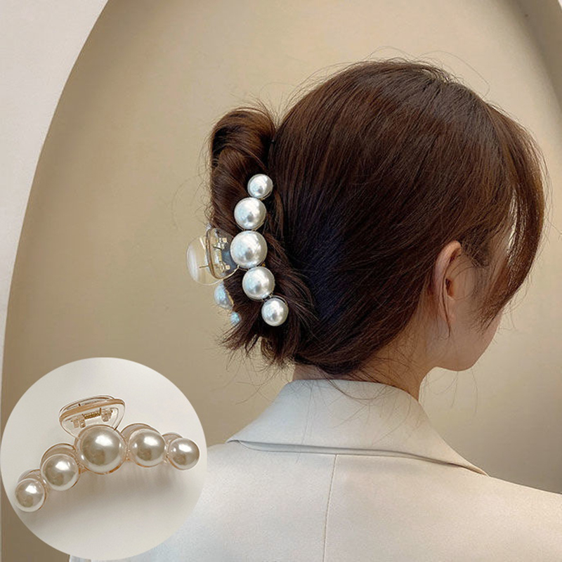 Nowy akryl spinki do włosów Pearl Claw klipy dla kobiet duży rozmiar Barrette krab spinki do włosów pałąk szpilka moda akcesoria do włosów