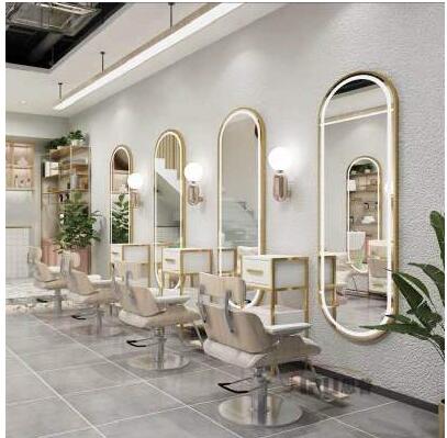 Espejo de barbería de estilo moderno, espejo de peluquería de estilo europeo, espejo especial para peluquería, colgante de pared con luz para el cabello de moda