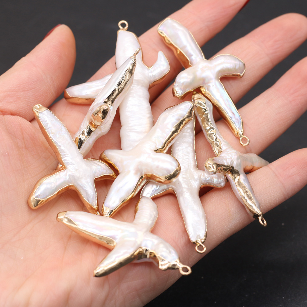 Colgante de perlas naturales de agua dulce, exquisito en forma de Cruz para la fabricación de joyas, collar DIY, pulsera, accesorio