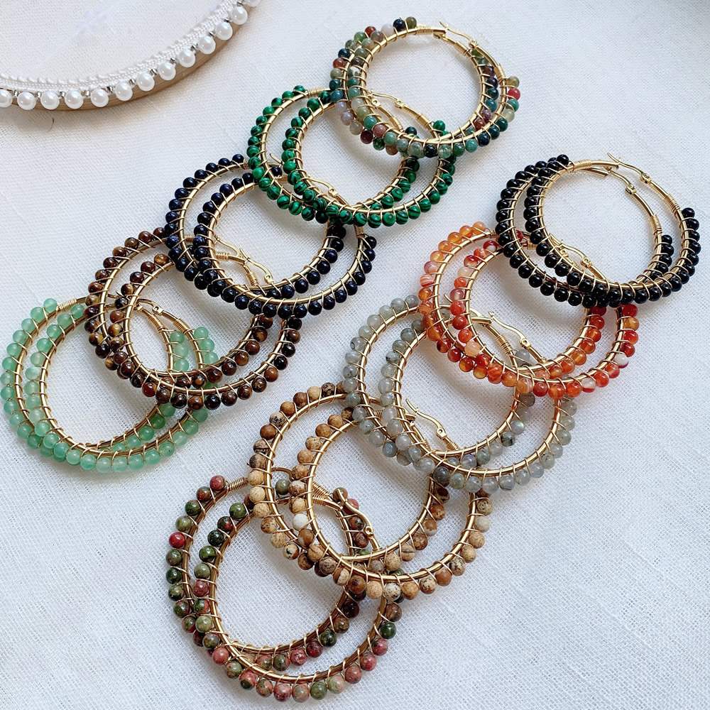 50 mm grote natuursteen oorbellen voor vrouwen oorring agaat kristal verguld roestvrij staal cirkel hoepel oorbel boho sieraden