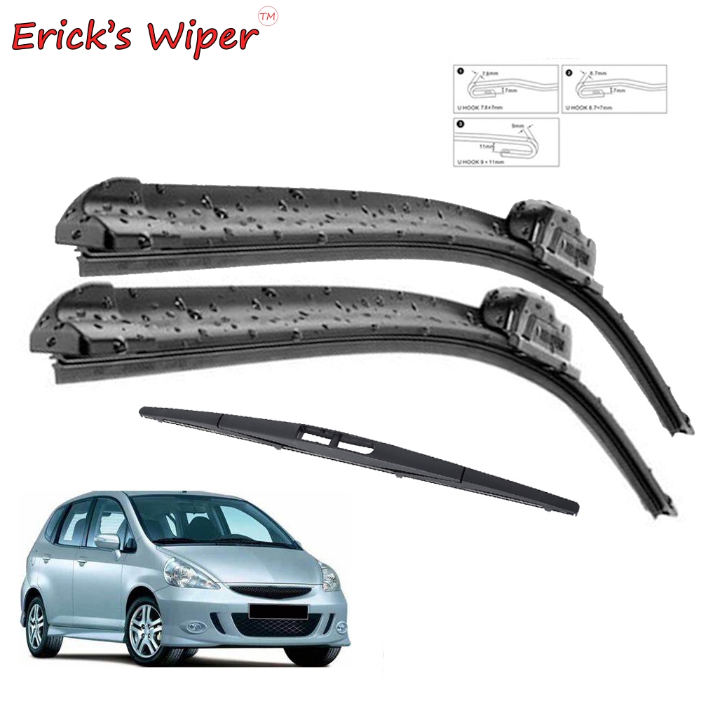 Erick's Wiper Front- und Heckwischerblätter-Set für Honda Fit Jazz 1 2002–2008, Windschutzscheibe, Windschutzscheibe, Fensterbürste, 20 Zoll + 16 Zoll + 14 Zoll