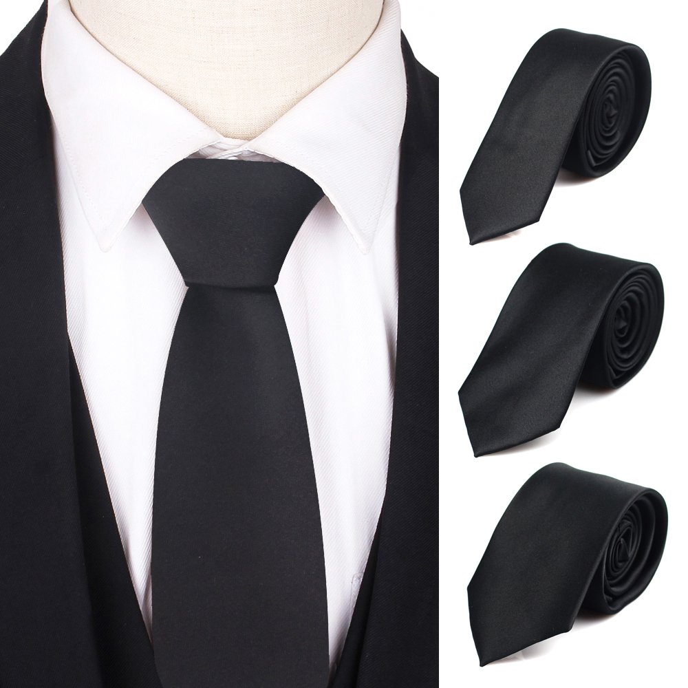 Gravatas finas e monocromáticas para homens e mulheres, ternos casuais, gravatas finas para casamento de negócios, preto