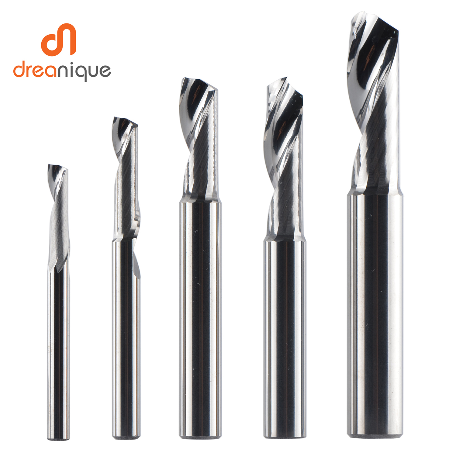 Dreanique 1pc 3.175 4 6 8mm CNC Single Flute Solid Carbide Alloy Spiral End Mill, Milling Cutter Bit for Aluminium