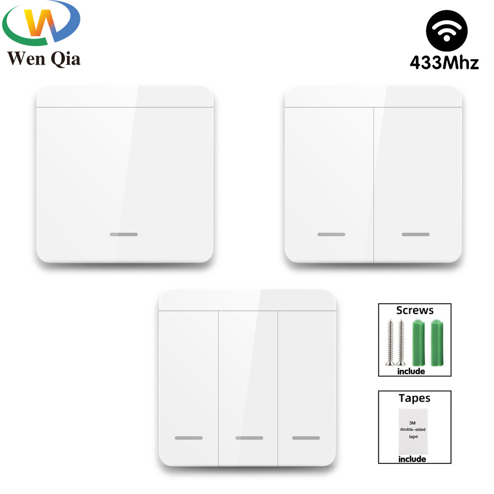 Interruptor de pared inalámbrico para hogar inteligente, Panel de pared de 86 botones, código de aprendizaje EV1527, Control de luz Rf, 433 MHz