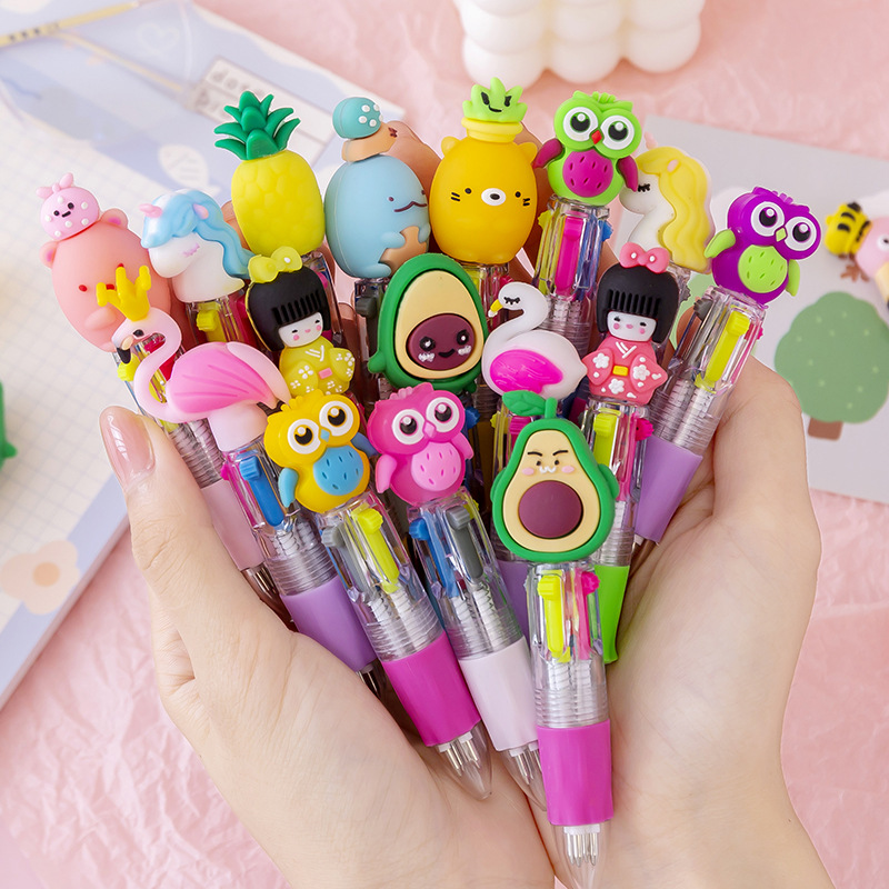 20 unids/lote lindo dibujo animado 4 colores Mini bolígrafo Kawaii unicornio flamenco bolígrafo retráctil papelería regalo escuela Oficina suministros