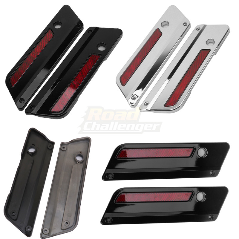 Motorcycle Black Chrome ABS Saddlebag Latch Covers For Harley Touring Electra Street Glide Road King FLH FLT FLHR FLTR 1993-2013