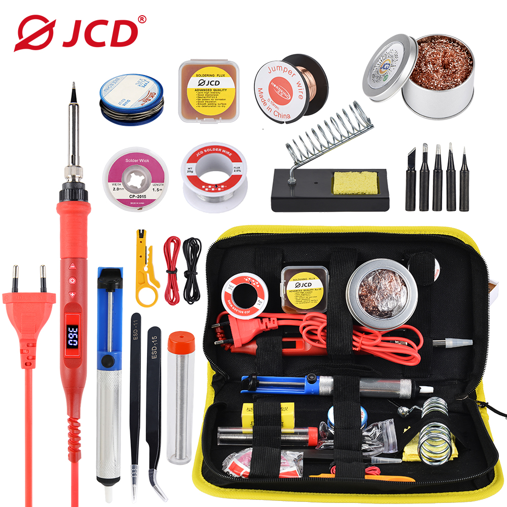 JCD การประสาน ชุดเหล็กพร้อมมัลติมิเตอร์แบบดิจิตอล 100W 220 V/110 V ปุ่มมัลติฟังก์ชั่นสถานีบัดกรีปรับอุณหภูมิ 908U