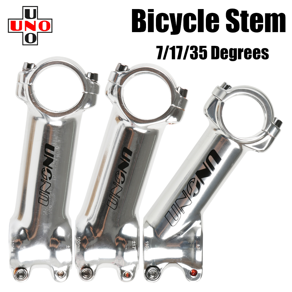 UNO Ultraleichter Fahrradvorbau Silber 7/17/35 Grad 60/70/90/110/120/130 mm MTB Mountain Road Fahrradgriff Riser