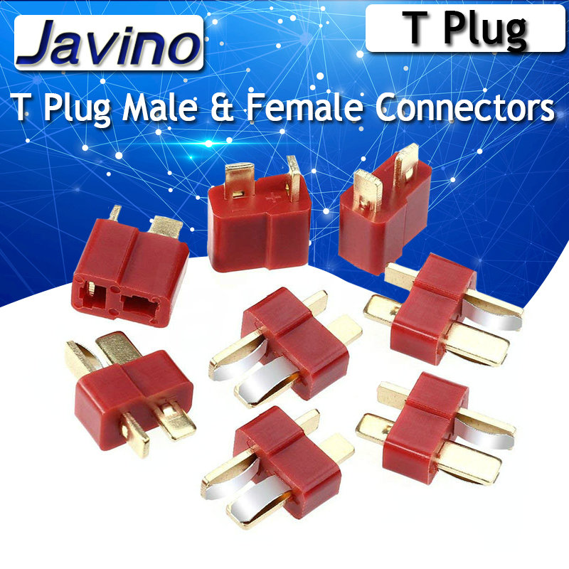 10/50/100 Uds Javino T-Plug conectores macho y hembra estilo Deans para RC LiPo batería ESC