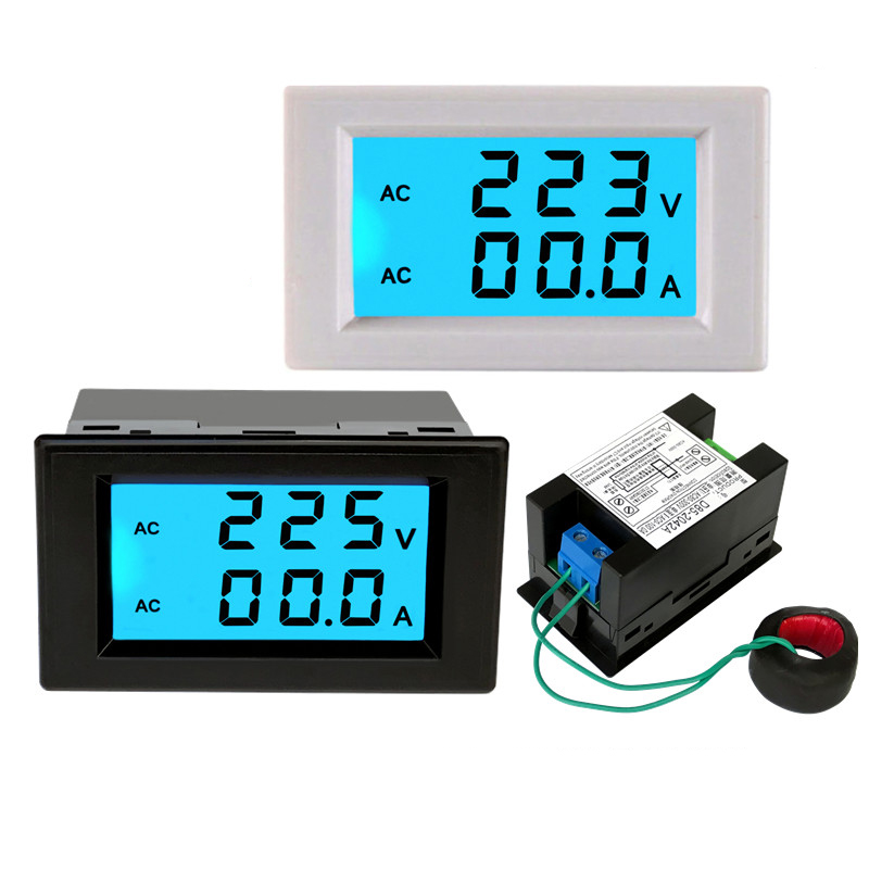 Tampilan Digital Tegangan AC dan Amperemeter Deteksi Tegangan dan Arus 220V Instrumen Uji Tegangan dan Arus Layar Ganda