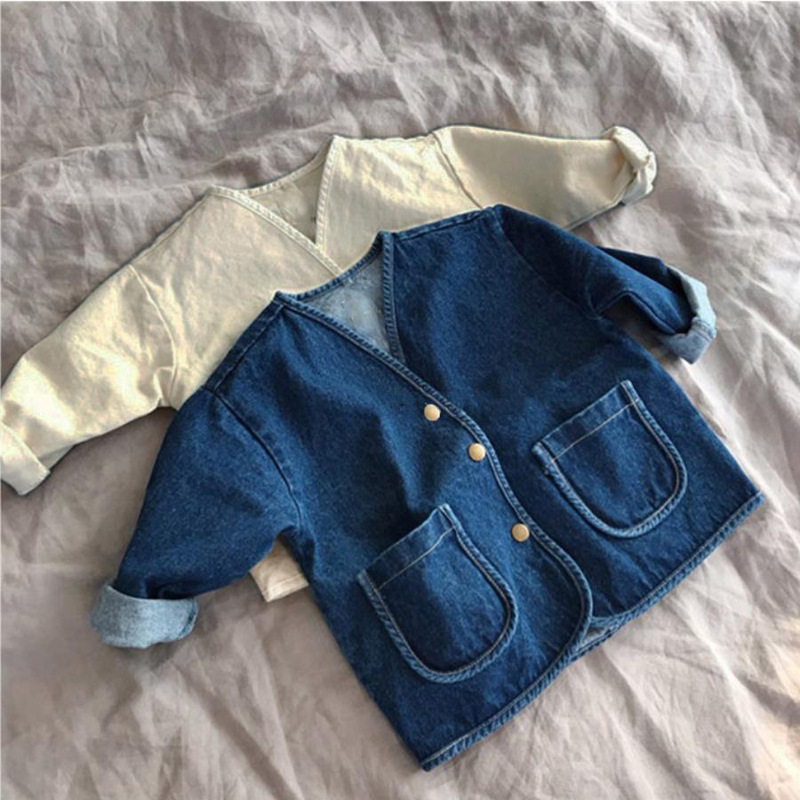 Veste en Denim pour Bébé Garçon et Fille, Manteau Décontracté avec Grandes Poches, pour Printemps et Automne