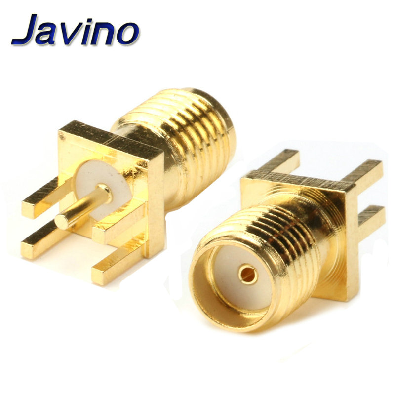 5-50Pcs Javino SMA Female Jack Connector For 1.6mm Solder Edge PCB Straight Mount Gold plated RF Connectors Receptacle Solder