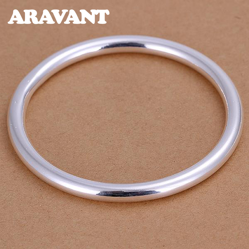 Aravant 925 zilveren eenvoudige ronde armband voor heren dames mode-sieraden