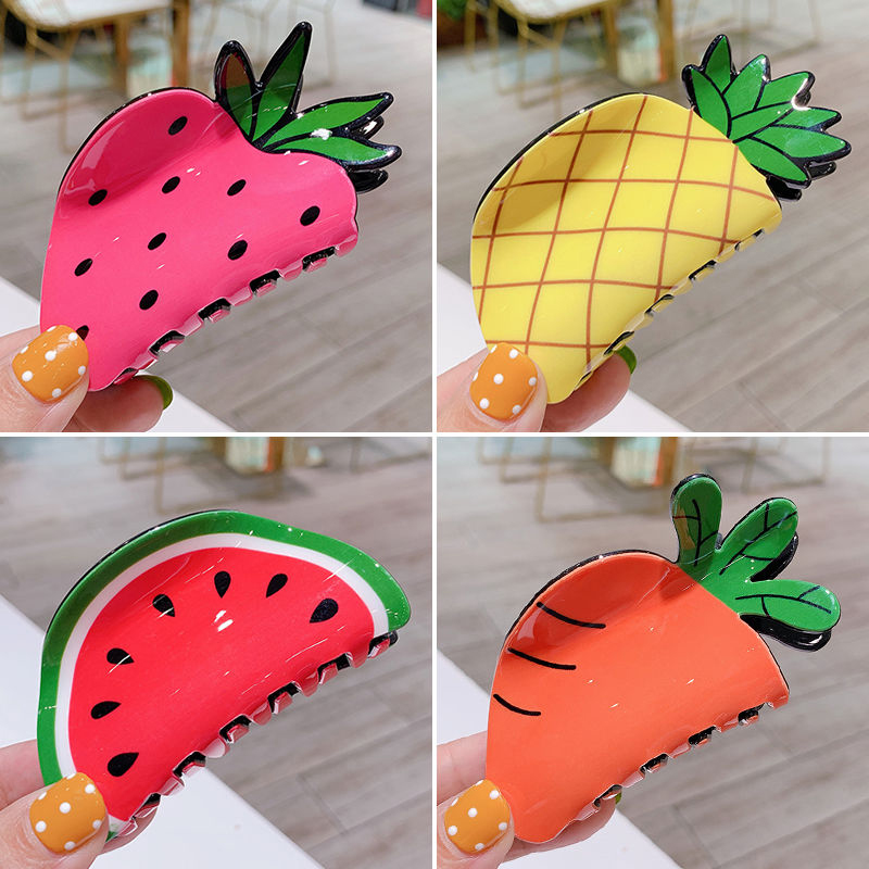 SummerThemed Fruit Groente Haarklauw Clipsfor Vrouwen Leuke Watermeloen Wortel Ananas Stijlen Modieuze Haai Haaraccessoires