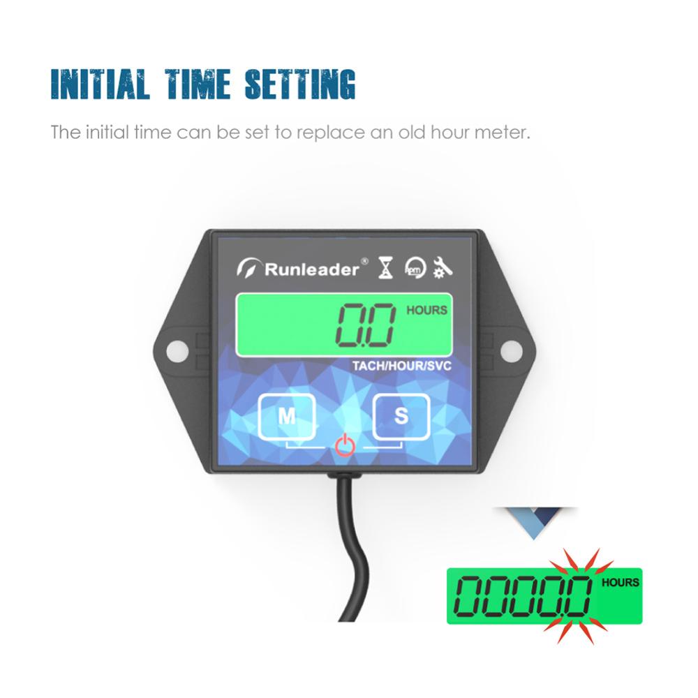 Tacômetro do motor digital com luz de fundo, medidor indutivo hora, mudança de óleo para barco, cortador de grama, motocicleta, La de popa, pequeno