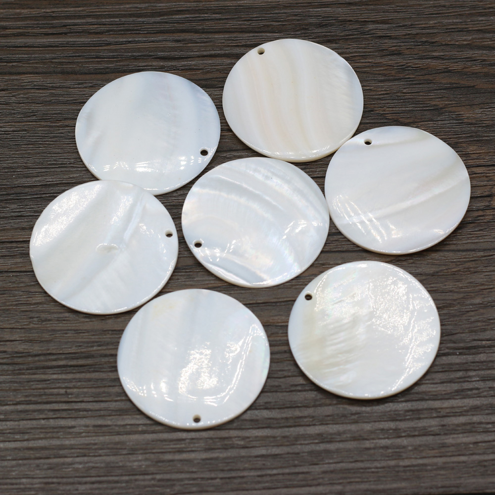 10 unidades de colgante de concha de nácar Natural, cuentas redondas de concha de agua dulce, dijes para mujer, fabricación de joyería, collar y pendientes DIY