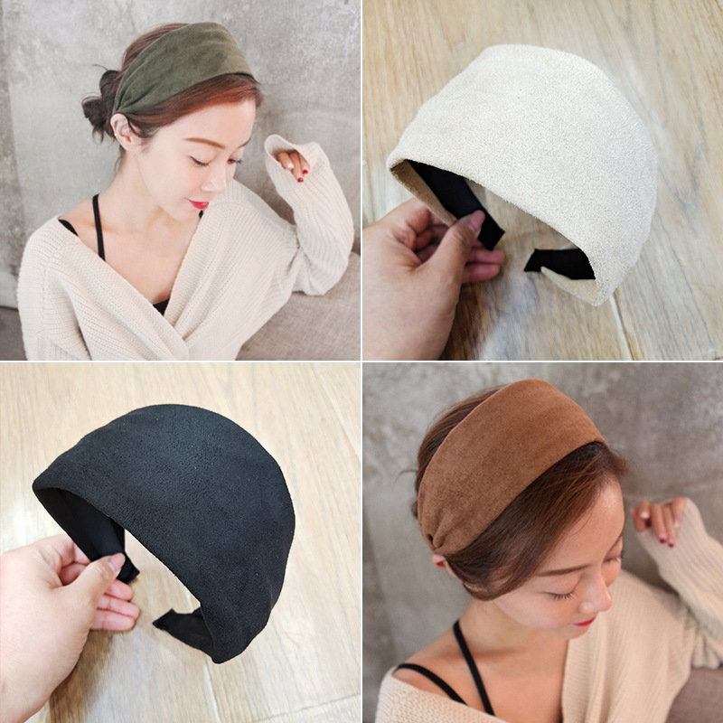 แฟชั่นผู้หญิงกว้างหนังนิ่มหนัง Headband Elegant Solid Plain Hairband Non-Slip หัว Hoop Turban ง่ายเครื่องประดับผม