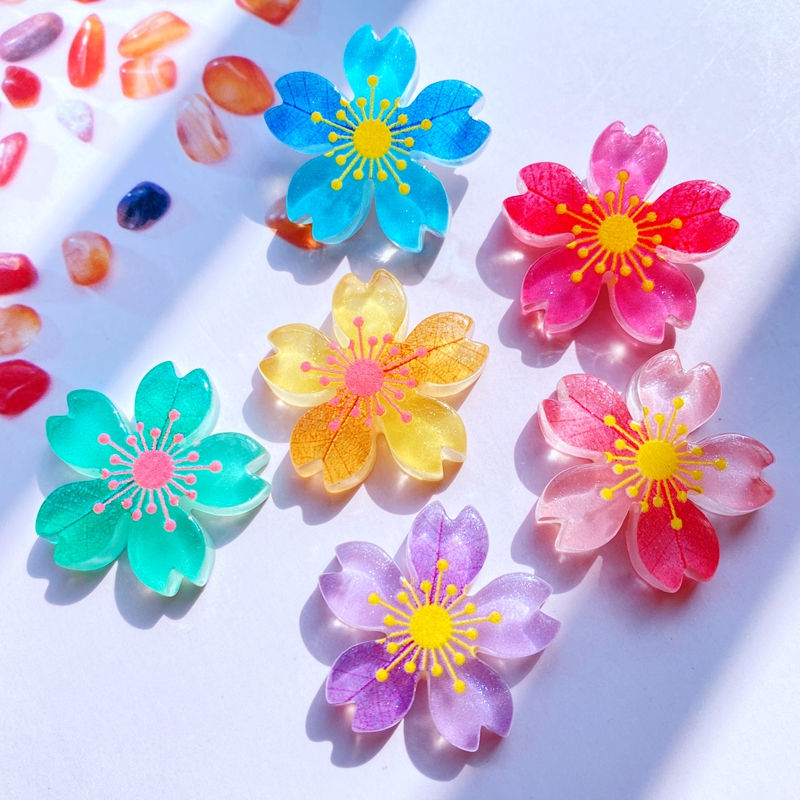 10 pçs nova resina bonito mini misturado flores luminosas plana volta cabochão scrapbook kawaii diy enfeites acessórios e36