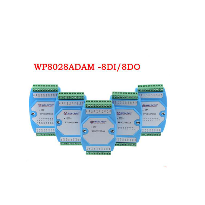Digitale in- en uitgangsmodule geïsoleerd 8DI/8DO RS485 MODBUS RTU WP8028ADAM NPN
