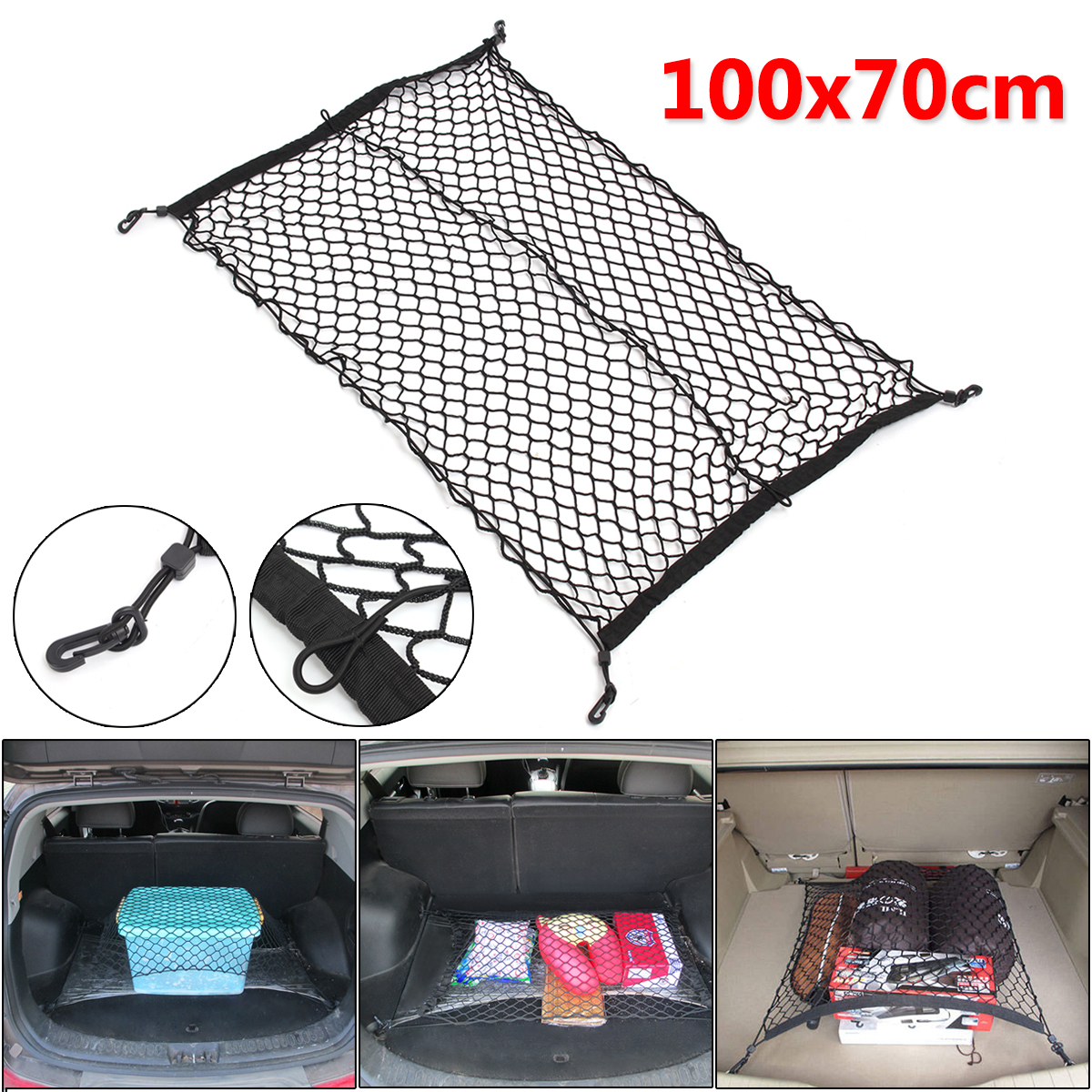 Red de malla para maletero de coche, 100x70cm, maletero de equipaje de carga para A4 B5 B6 B8 A6 C5 C6 A3 A5 Q3 Q5 Q7 E46 E39 E90 E36 E60 E34 E30 F10