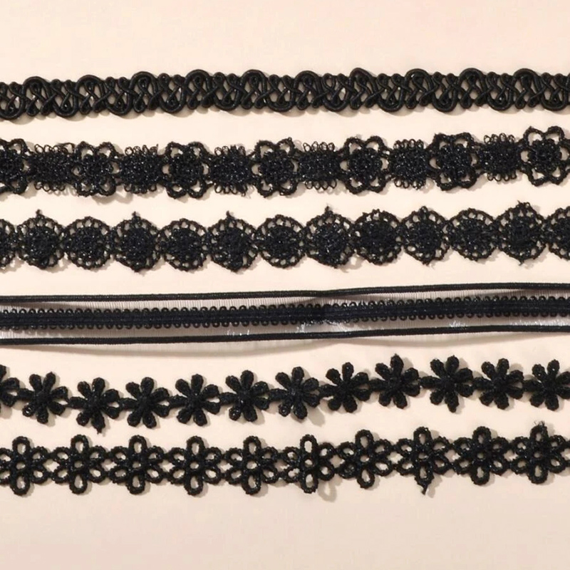 Gargantilla de encaje con tatuaje gótico clásico, collar para mujer, 7 unids/set, conjunto de collar gargantilla, collar de terciopelo elástico para mujer, regalo de joyería N0267