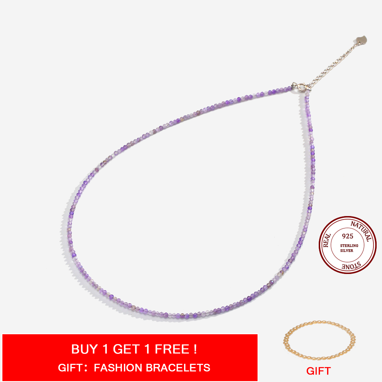 Ожерелье из натурального камня Spinel/Lapis Lazul/Amazonite/Amethy/Tourmaline/Amethyst Ketting 2 мм Серебро 925 Ювелирные изделия для Collier Femme