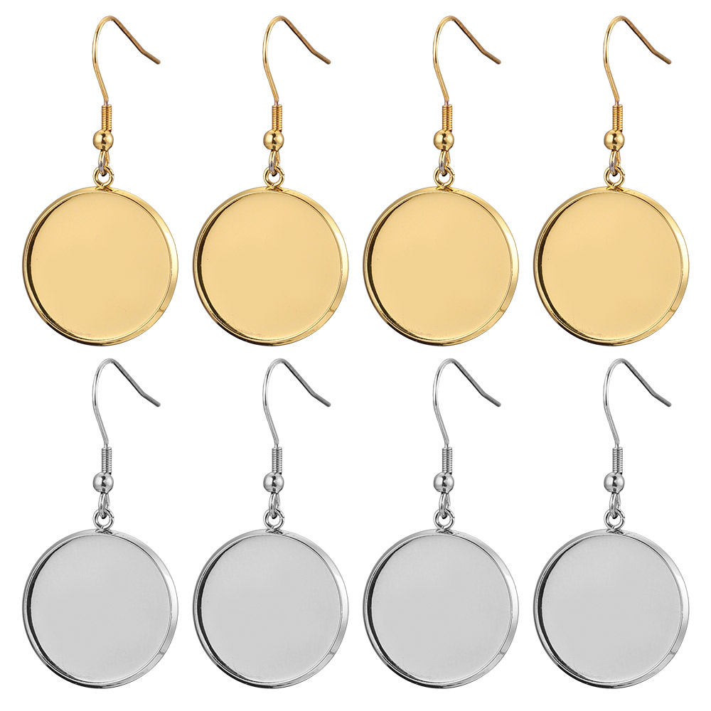 20 Stück Gold Edelstahl Ohrringe Haken Cabochon Blank Base 6 8 10 12 14 16 18 20 25 30mm Glasharz DIY Schmuckherstellung