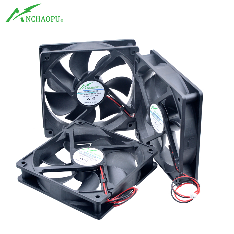 ACP12025 12 センチメートル 120 ミリメートルファン 120x120x25 ミリメートル DC5V 12V 24V 2Pin 冷却ファンシャーシ電源インバーターに適した