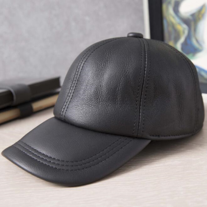 Nueva gorra de invierno de cuero genuino para hombre, gorra de béisbol de piel de oveja, gorro con orejeras de piel esponjosa, 모자 골프용품 땡처리 кепка casquette gorras hombre