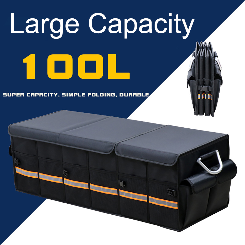 100L 66L Kofferbak Organizer Opvouwbare Zware Duurzaam Stevige Opvouwbare Reflecterende Strip Opbergdoos Voor Sedan SUV Truck