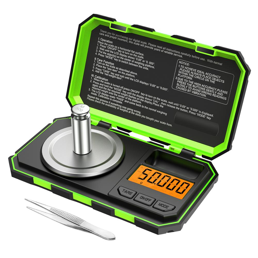 0.001g 50g Mini Digitale Weegschaal Sieraden Milligram Schalen Draagbare Keuken Bakweegschaal met Kalibratie Gewicht