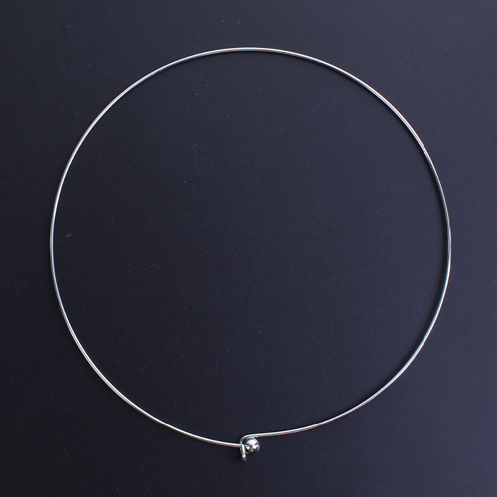1pc 304 colar de aço inoxidável gargantilha colar redondo com tampa de extremidade de bola removível artesanal diy jóias 45cm de comprimento