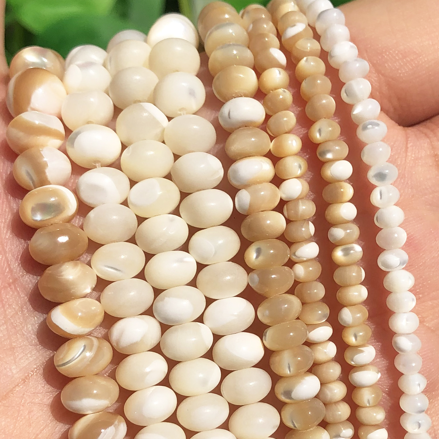 Natural mãe de pérola mop concha rondelle contas branco bege redondo solto espaçador contas para fazer jóias diy pulseira 15''