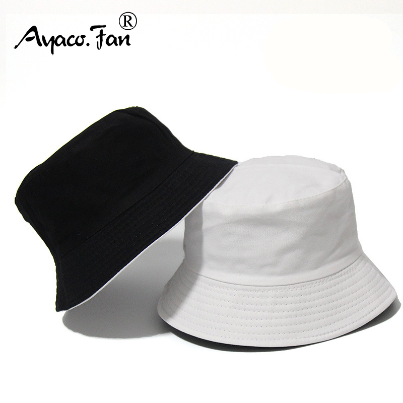 Đen Chắc Chắn Chấm Bi Nón 2 Bên Mặc Unisex Đơn Giản Bob Mũ Hip Hop Gorros Nam Nữ Panama Nón Đi Biển câu Cá Bèo Đi Nắng Cho Nam Sunhat