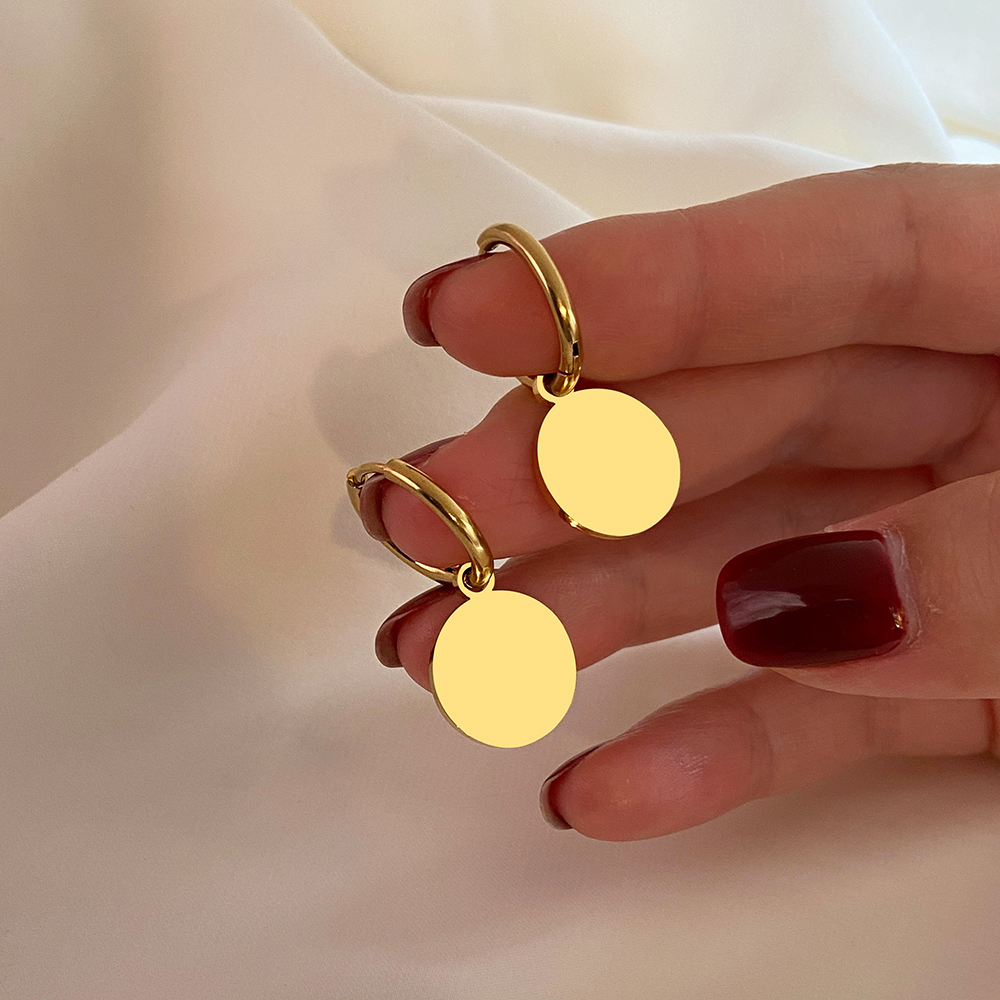 Boucles d'oreilles rondes en acier inoxydable pour femmes, créoles plaquées, tendance, breloques, bijoux de fête, meilleurs cadeaux, nouvelle collection 2022