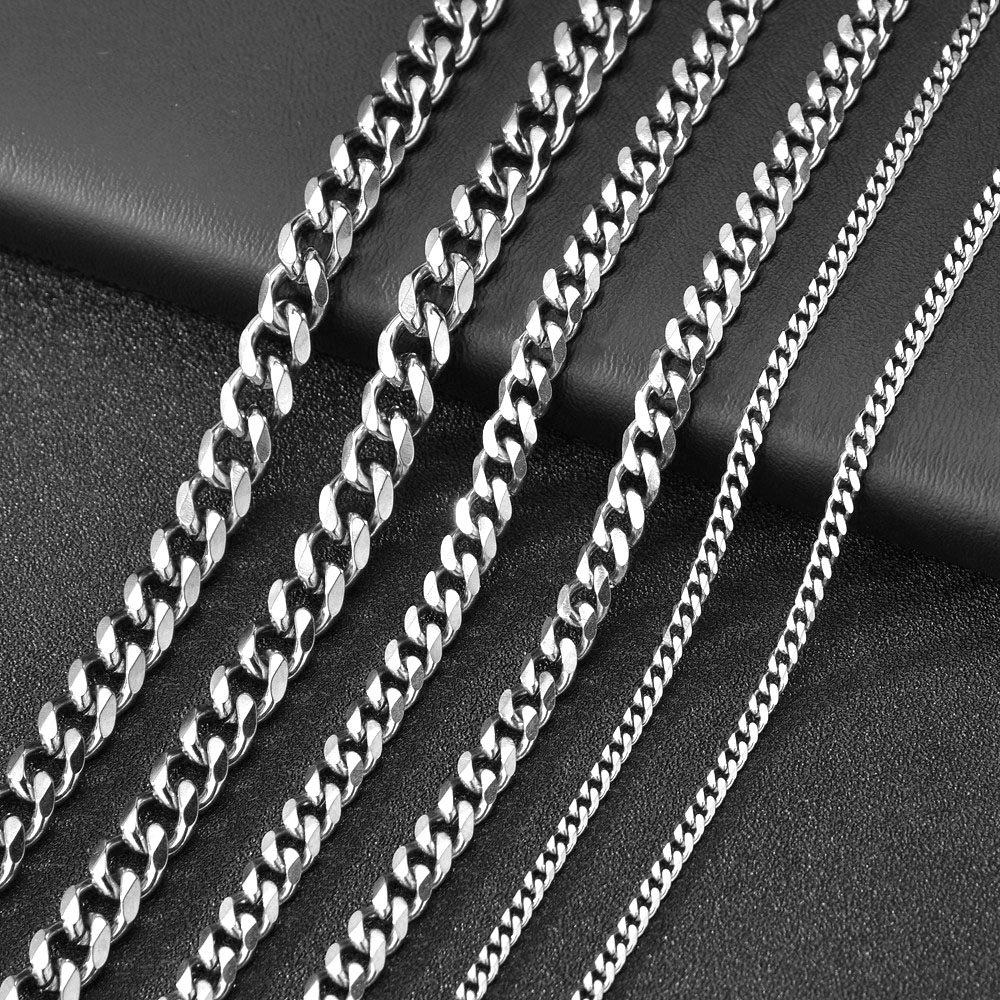 Cadena de eslabones cubanos para hombre, tamaño 3,6/5/6/7/8/9mm, collar Punk de acero inoxidable, joyería de moda masculina, regalos para hombres