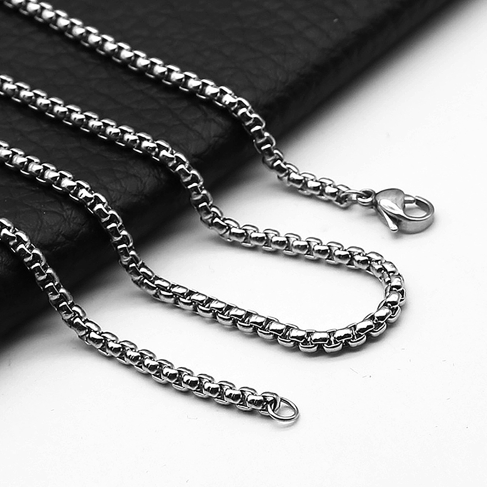 1 Máy Tính Vuông Dây Thép Không Gỉ Rolo Thép Không Gỉ Dây Chuyền Hộp Tròn Vòng Cổ Nam Nữ Rộng 2Mm-5mm