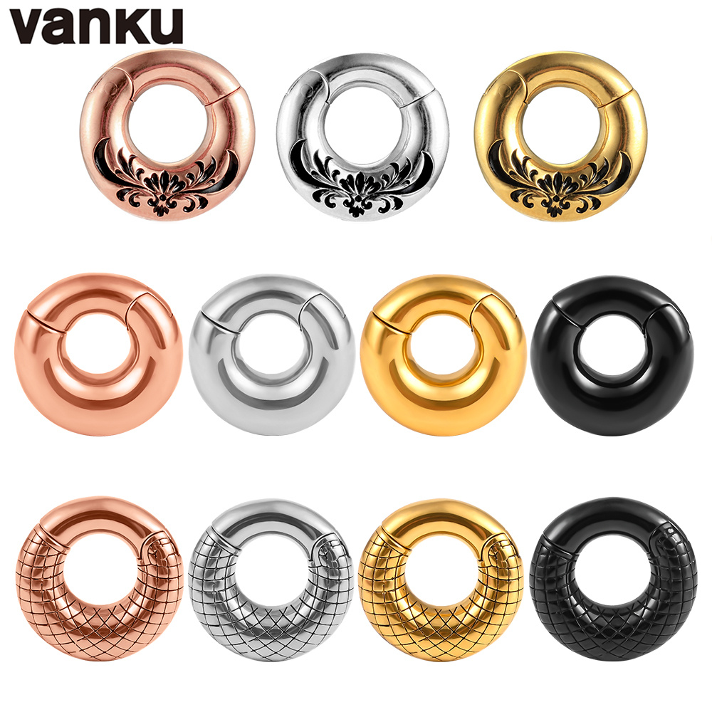 Vanku 316L acier inoxydable Punk rond magnétique oreille poids extenseur civière bouchons Tunnels jauge boucle d'oreille corps Piercing bijoux
