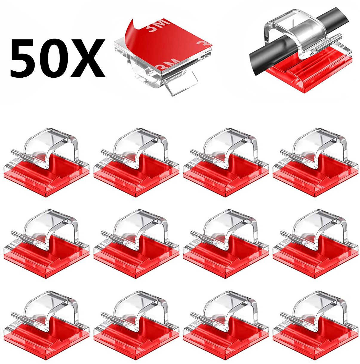 20/50Pcs สายคลิป Self กาวการจัดการสายไฟสีดําลวดผู้ถือ CLAMP Self-กาวรถลวดคลิปอุปกรณ์เสริม