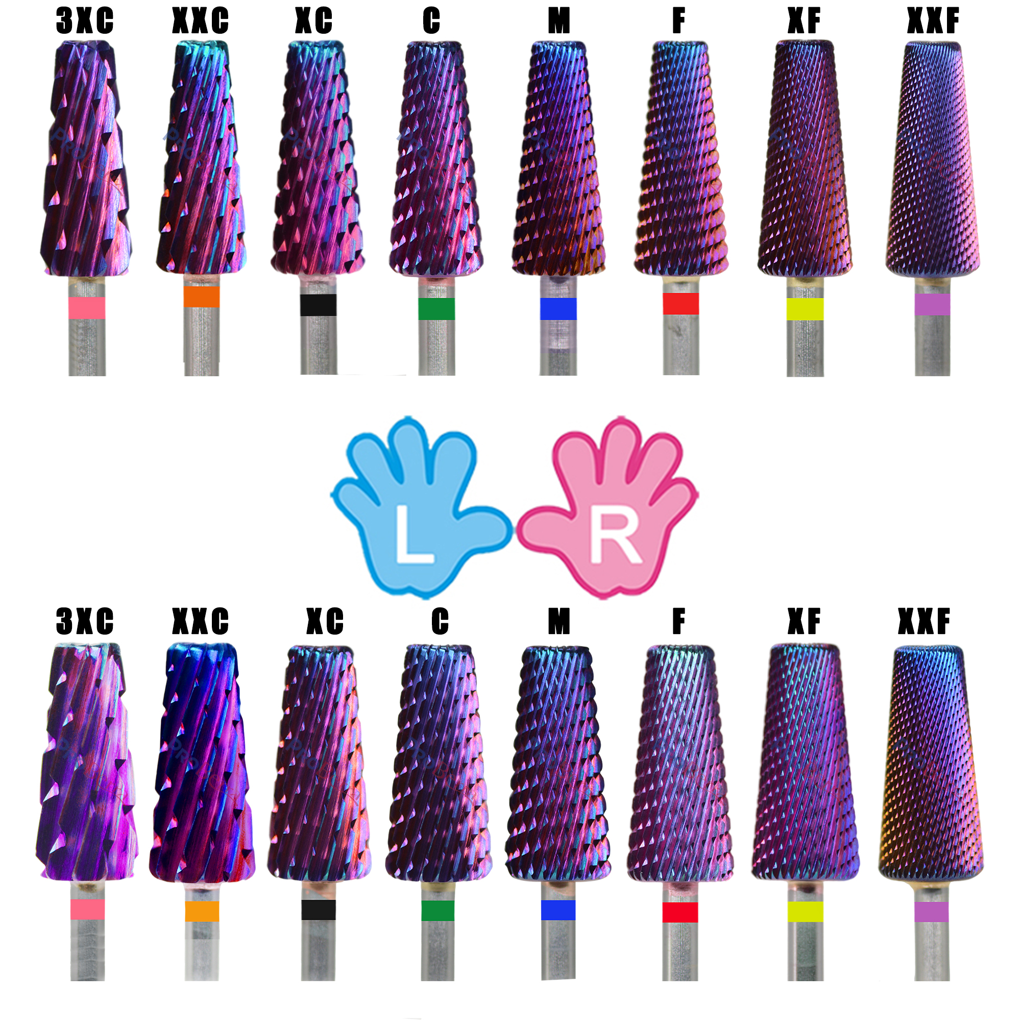 4 IN 1 hardmetaal tweehands 7.0 groot medium klein 3 maten paars hardmetalen nagelfreesboren 6.0