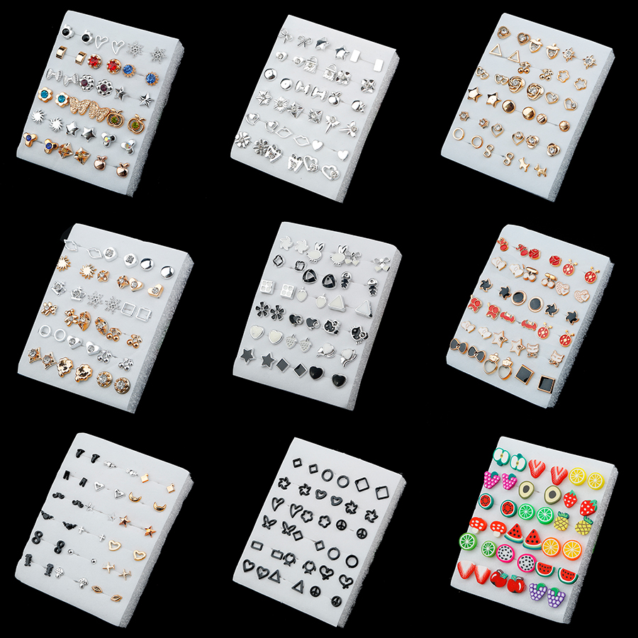 18/36 par kobiet akrylowe kryształowe małe kolczyki sztyfty zestaw dziewczyna dziecko serce gwiazda zwierząt księżyc korona plastikowy kolczyk Brincos biżuteria