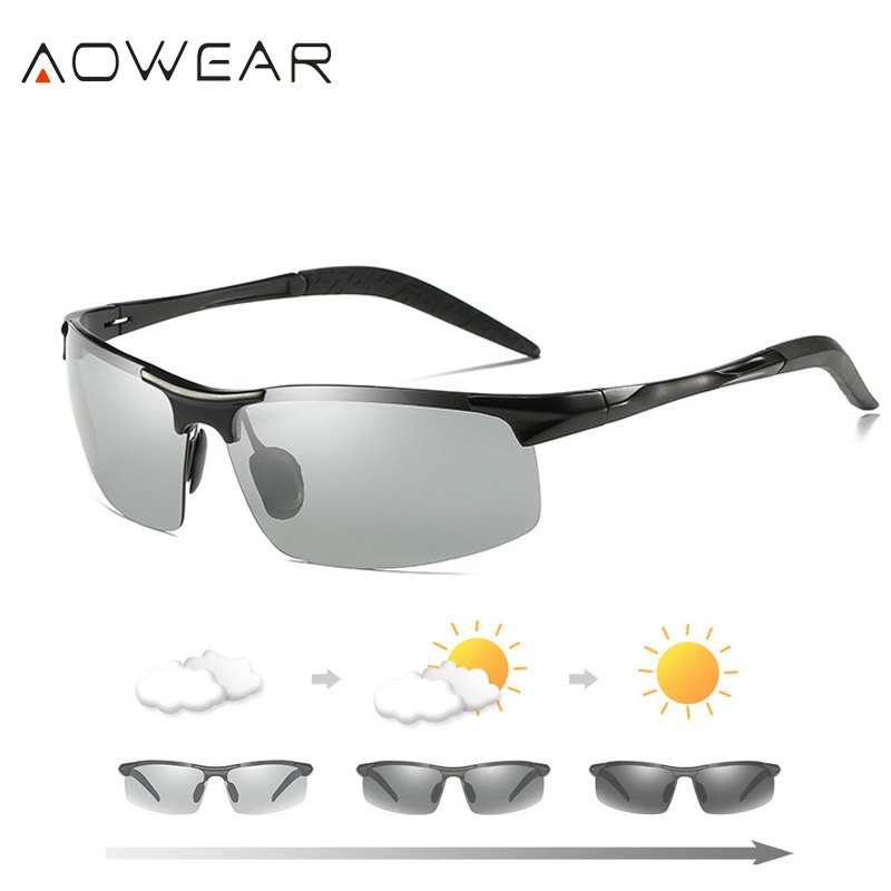 AOWEAR мужские фотохромные солнцезащитные очки мужские поляризационные очки-хамелеоны для дневного и ночного вождения алюминиево-магниевые солнцезащитные очки в спортивном стиле