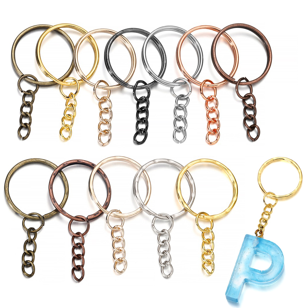 10 unids/lote 25mm llavero Color dorado rodio redondo llavero dividido llaveros para hacer joyería DIY accesorios