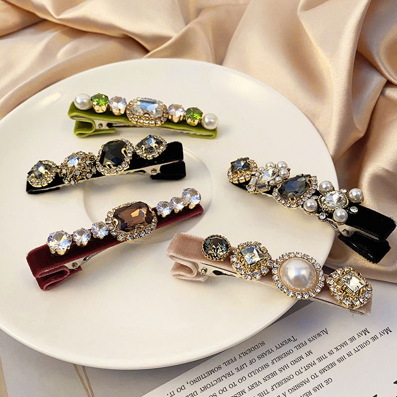 Horquillas barretas de cristal barroco de colores para mujer, Clips de Primavera de perlas de diamantes de imitación brillantes de alta calidad, Corea, nuevo, venta al por mayor