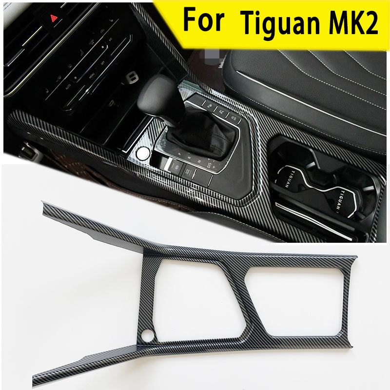 Gaya mobil untuk VW Tiguan MK2 Aksesori 2017 2019 2020 2021 2022 2023 ABS plastik seperti serat karbon dekorasi cerah hitam