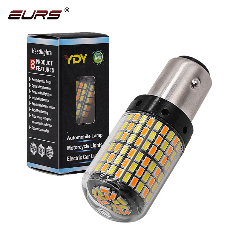 2Pcs 1157 Led Bay15d P21/5w T20 Led 7443 T25 3157 168smd Canbus Bulb For brake lamp Turn Signal Light white amber dual color 12V