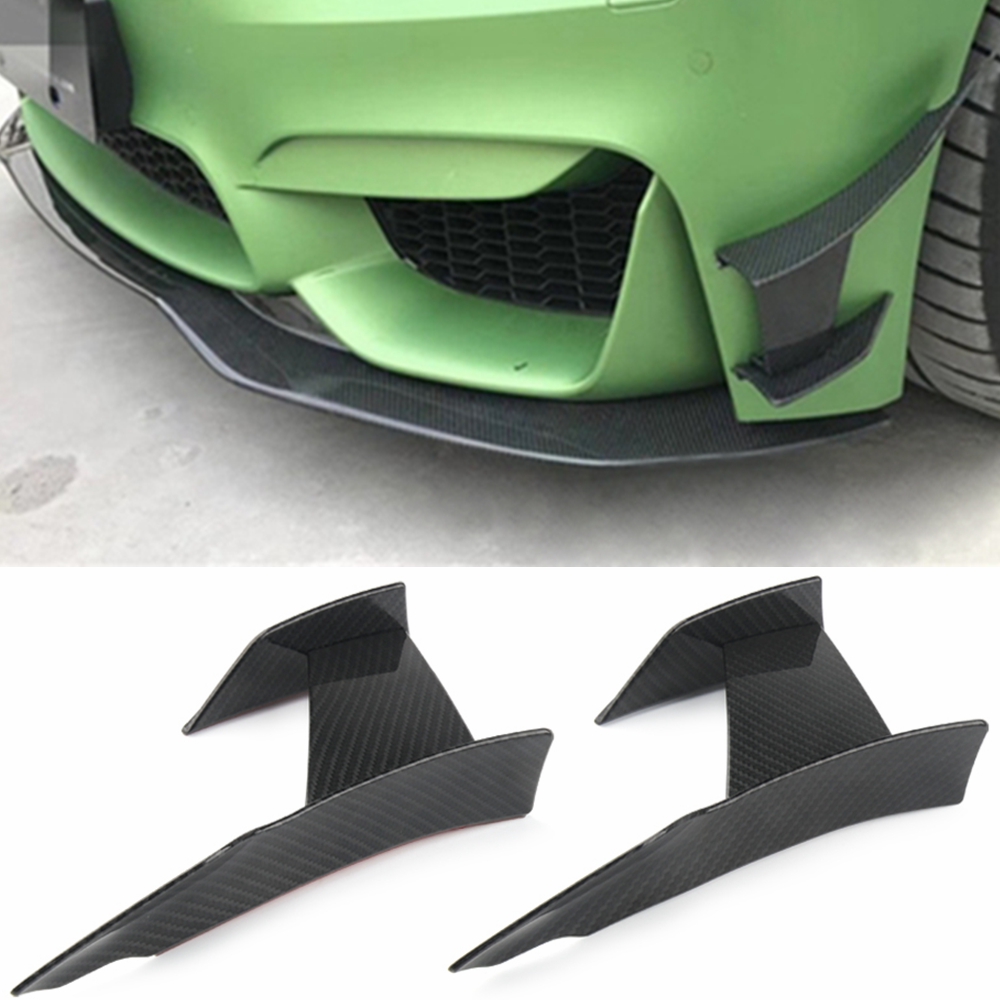 Lip Fin Splitter Spoiler Canard Naklejka 6szt Błyszczący czarny zderzak przedni z włókna węglowego do stylizacji samochodu